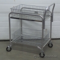 Metal 2-Tier Double Basket Rolling Wire Mail Cart, 30 x 20
